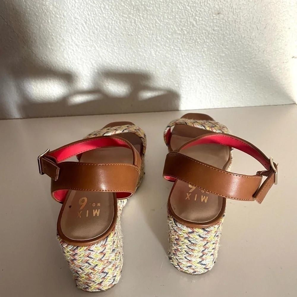 MIX NO. 6 Cammie multicolor open toe wedge platform sandal espadrille size 8